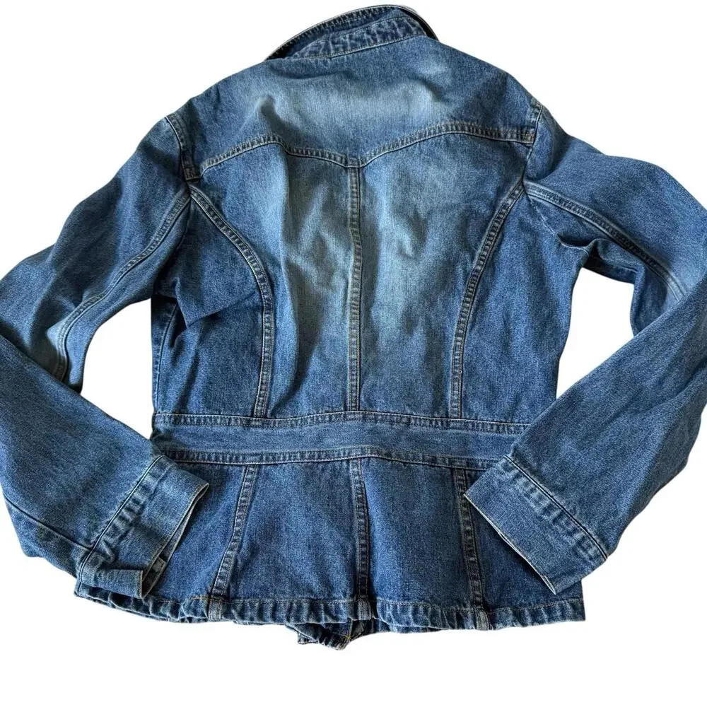Periscope Denim Jacket Skirted Bottom Size M - Picture 2 of 7